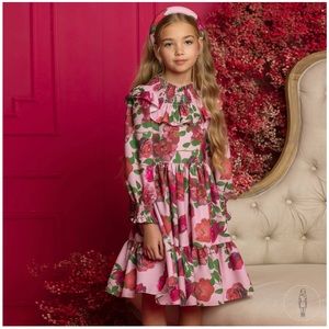 Patachou HOLIDAY red roses girls dress. Beautiful silk European dress.